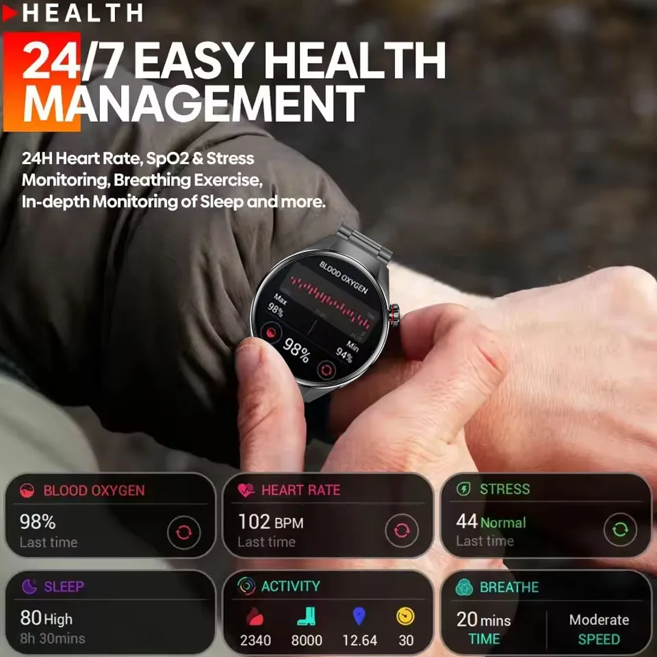 2025 Nowość dla Huawei Xiaomi GT5Pro Smart Watch Men NFC GPS Tracker AMOLED 466 * 466 HD Ekran Tętno Bluetooth Call SmartWatch