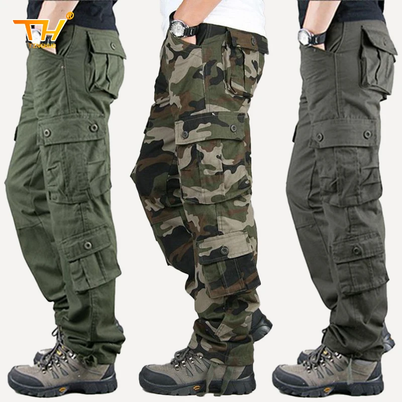 Plus size 7XL Camouflage Men's Tactical Overalls High-Quality Cotton Multi-Pocket Trousers Sports Training Casual Work Pants