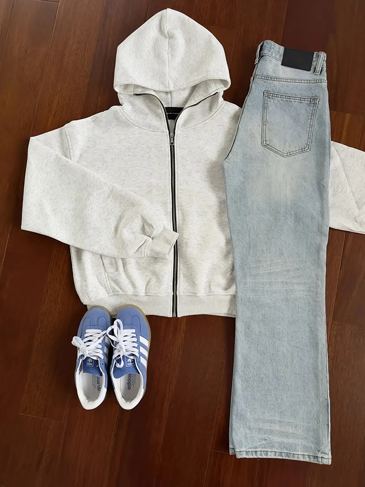 

Floral ey Fce Lined Hooded Open Cardigan Men's Autumn Winter Loose Fit American Retro Jaet Trendy High End Top
