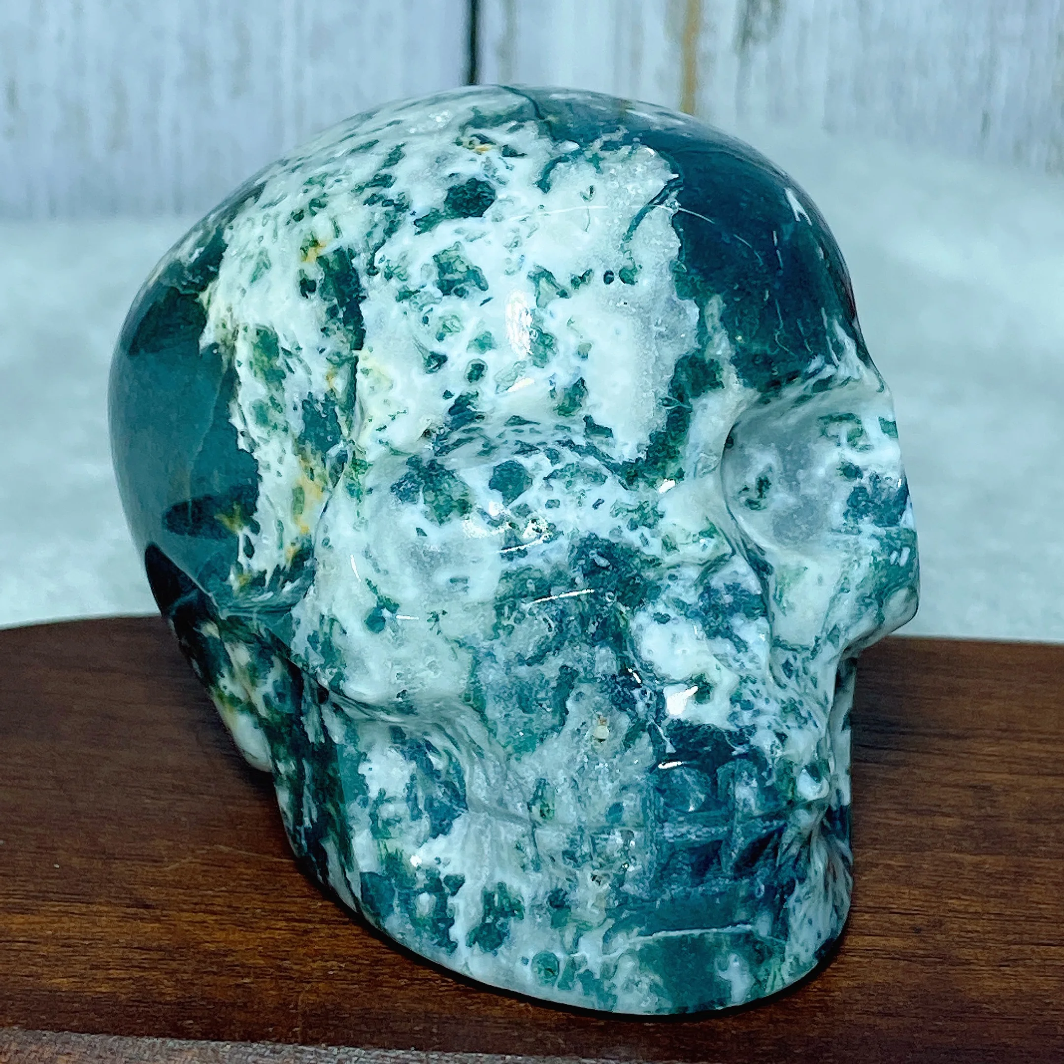 Healing High Quality Natural Crystals Moss Agate Skull Carving Druzy Geode Gemstone Home Decorations Mineral Energy Gift Ore