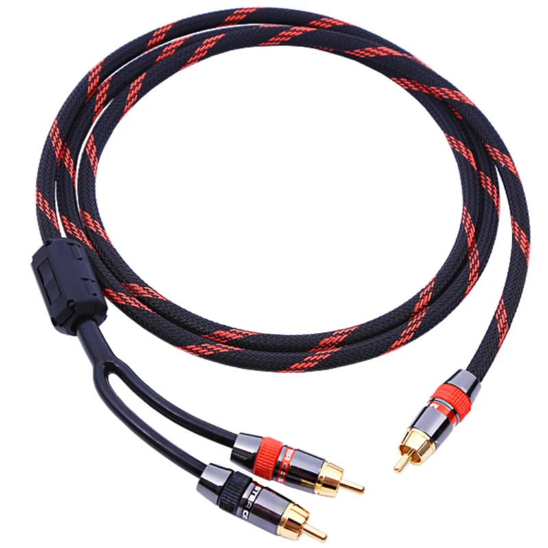 DIYLIVE HIFI Single RCA to Double RCA Subwoofer Audio Cable Pure Copper One Sub-2 Separator Y RCA Cable 1 to 2 (0.5 m ~5 m)