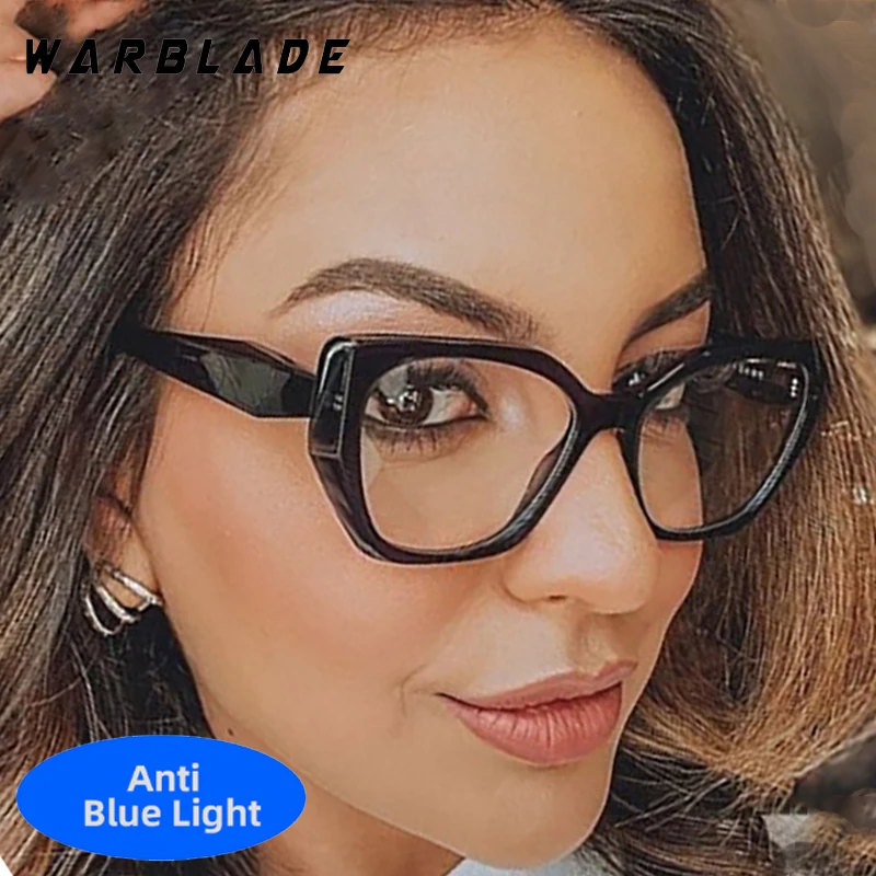 

Fashion Personality Oversized Frame Cat Eye Women Men Optical Protection Glasses Brand Design Computer Gaming Anti-Blue Eyewear