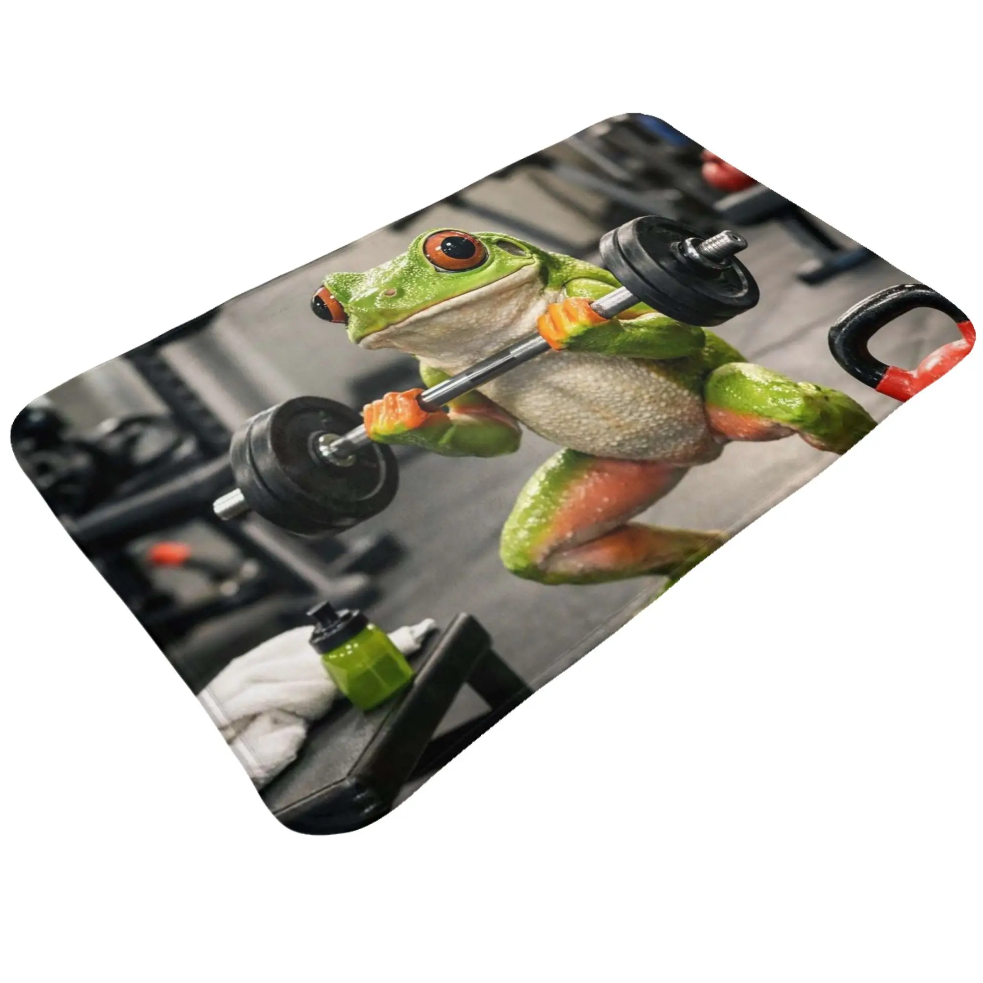 Gym Fitness Frog Weight Lifting Cartoon Art Non-slip Doormat Bath Mat  Waterproof ModernDecor