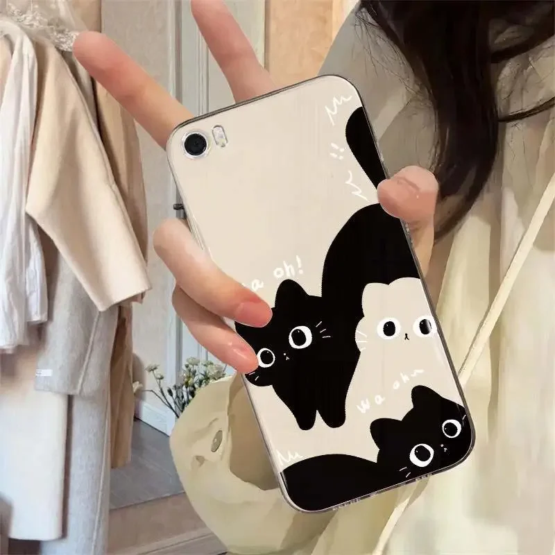 Cute Cat Phone Case For OPPO A98 A78 A58 A79 A38 A18 A17 A17K A94 F19 Pro F7 F5 F11 F17 A52 A72 A92 Reno 5F Shockproof Cover