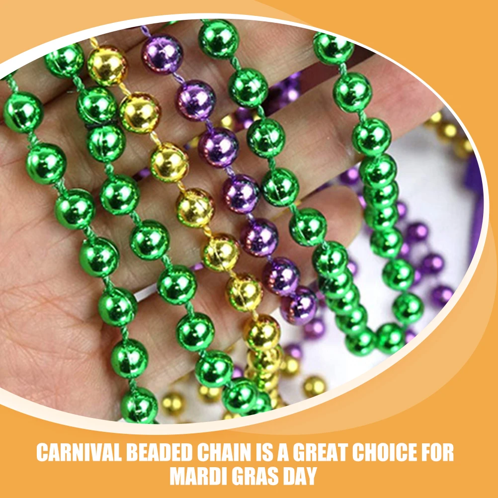 

12pcs Necklace Bead Chain Pendant Carnival Beaded Mardi Gras Party Festival Wearable Jewelry for Holiday Theme Event