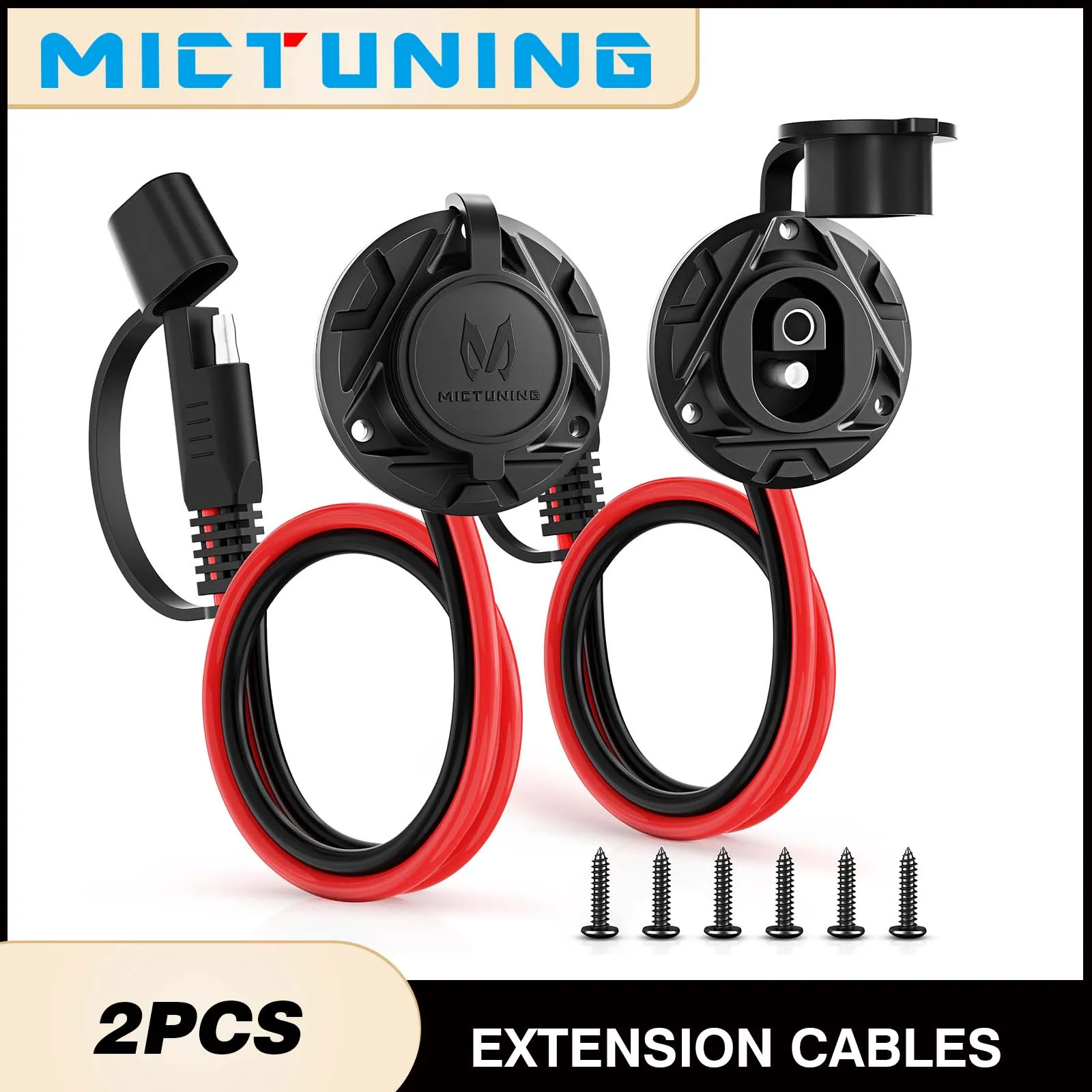 

MICTUNING SAE Socket Sidewall Port to Male Plug 12V-24V Power Cord Quick Connector Extension Cable Harness,Waterproof For ATV RV