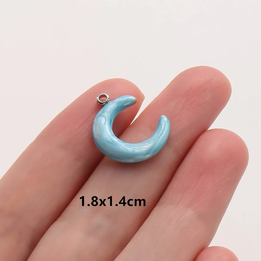 6 Stück Großhandel Blaue Emaille Sonne Mond Stern Anhänger Wicca Zubehör Edelstahl Charms für Schmuckherstellung Halskette Taschenanhänger – Detail 2