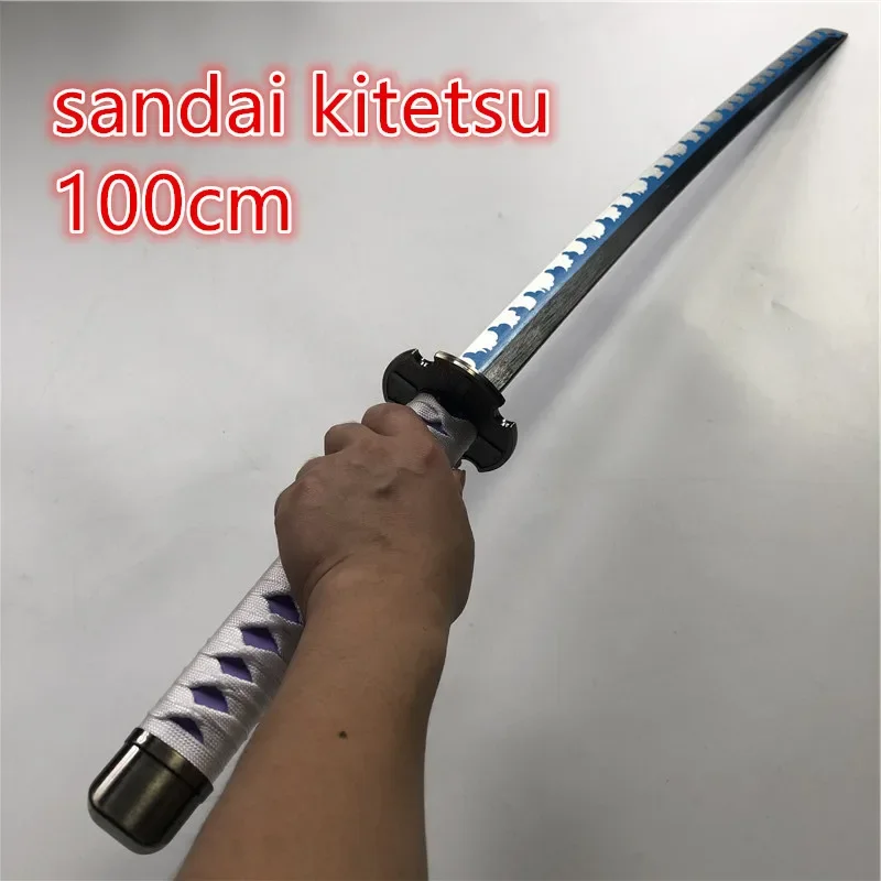 

100cm Anime Cosplay 2nd Generation kitetsu Zoro Sword Weapon Katana Espada Wood Ninja Knife Samurai Sword Prop Toys