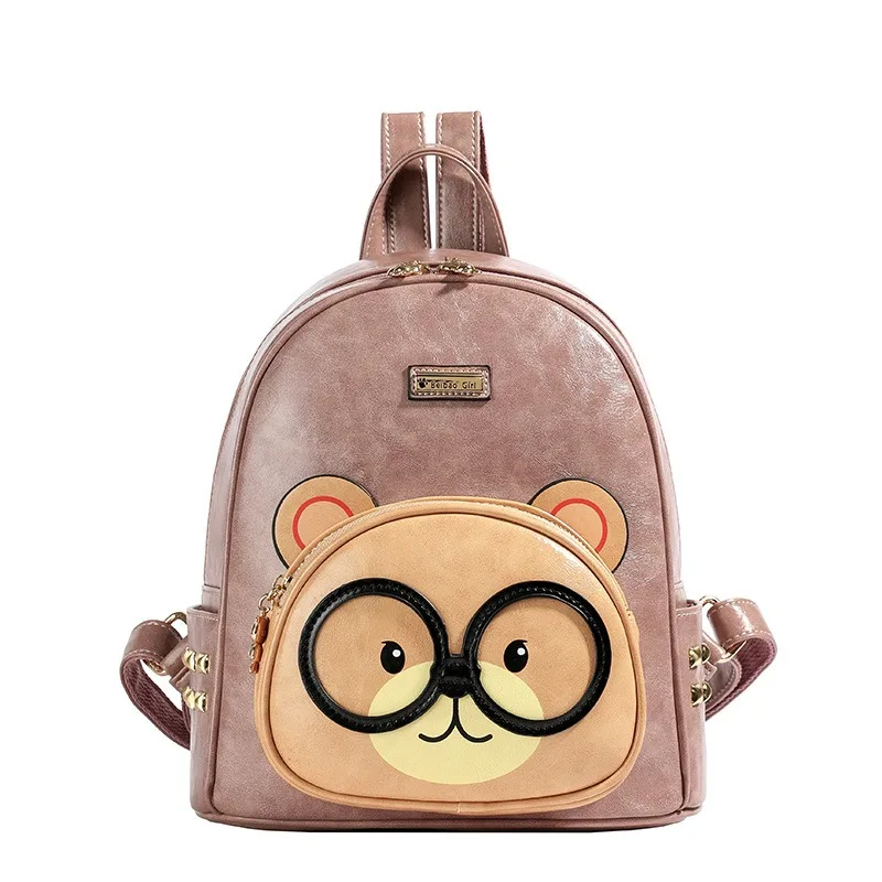 Commuting Women's Shoulders Bag Student Backpack Versatile Retro Large Capacity Backpack Fashionable Cartoon Teddy Bear Style