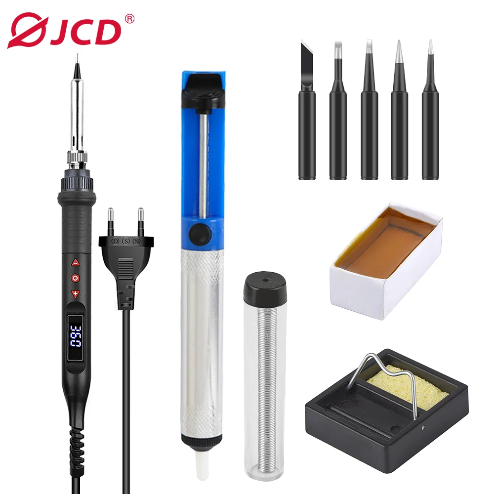 JCD 80W Electric Soldering Iron 908U Adjustable Temperature Solder iron With Quality Soldering Iron Tip kits Welding Repair Tool