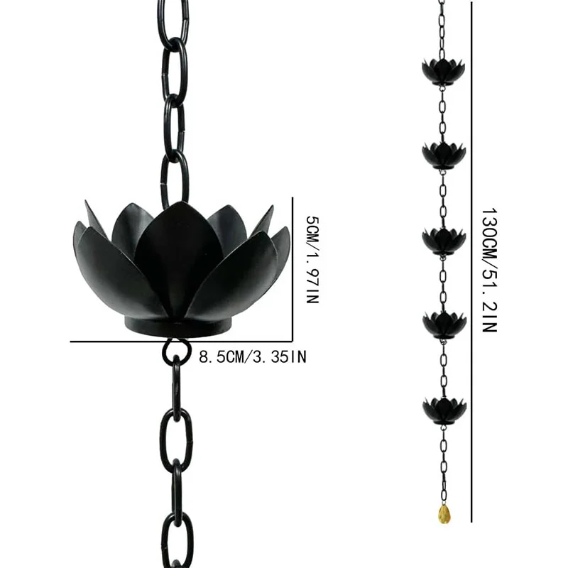 Lotus Flower Rain Chain Gutters Vintage Decor Functional Decorative Gutter Downspouts Rain Catcher Chain Eaves Drainage