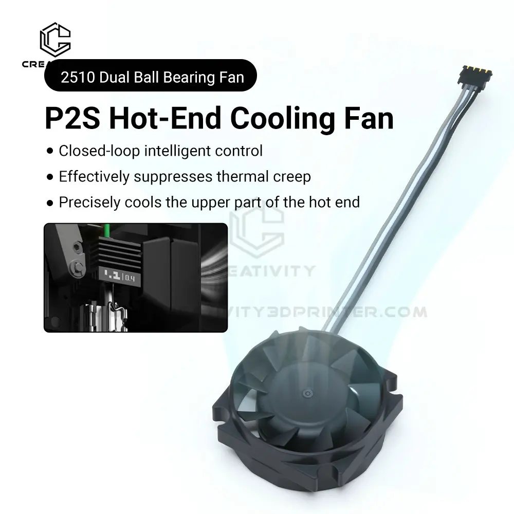 P2S Fan 2510 Dual Ball Bearing Fan for Bamboo Lab P2S Replacement Hotend Cooling Fan 3D printer accessory