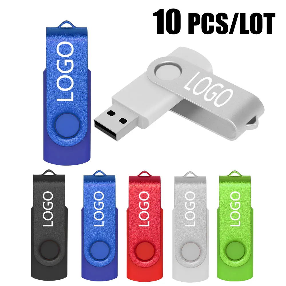 10pcs/lot USB 2.0 Flash Drive Flash Memory Card 32GB Pendrive 64GB USB Stick 4GB 8GB 16GB Memory Stick U Disk Free Logo