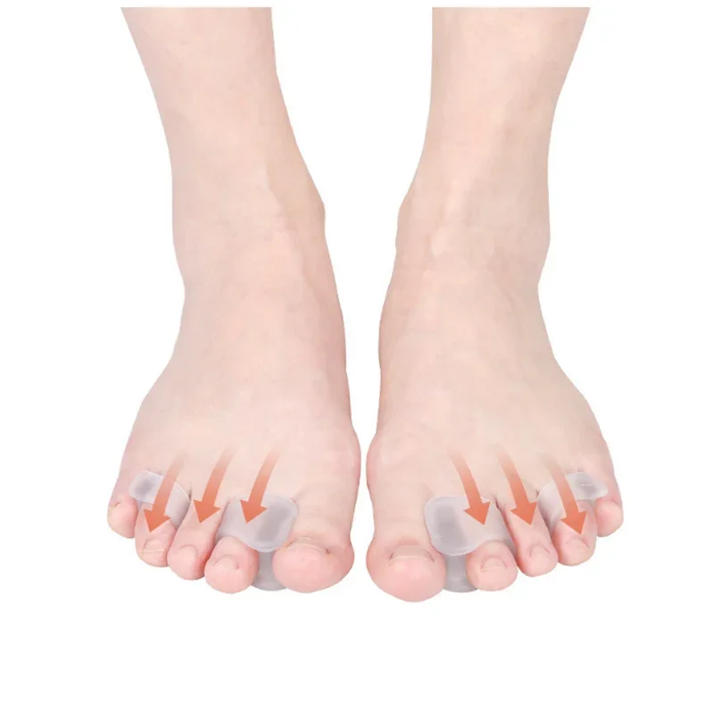 New 2pcs Hallux Valgus Foot Care Pedicure Silicone Gel Straightener Two Hole Toe Separator Fingers Protector Bunion Adjuster