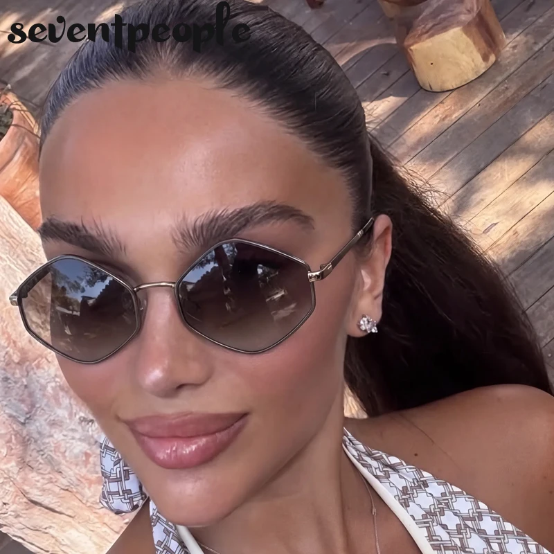 Small Frame Hexagon Punk Sunglasses Women 2026 Luxury Brand Classic Steampunk Polygon Sun Glasses For Ladies Vintage Shade