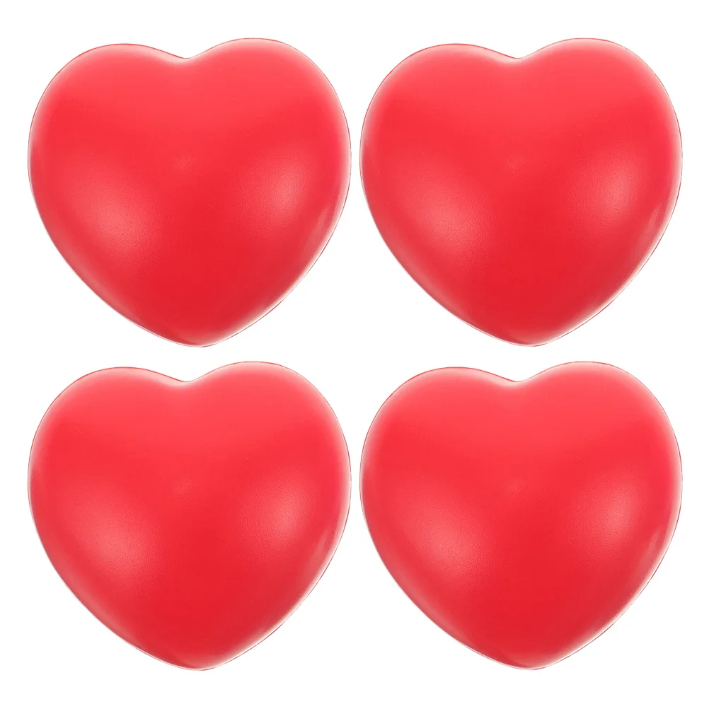 

4pcs Heart shaped Red PU Grip Balls for Hand Therapy Exercise Equipment Seniors Arthritis Finger Strength Training