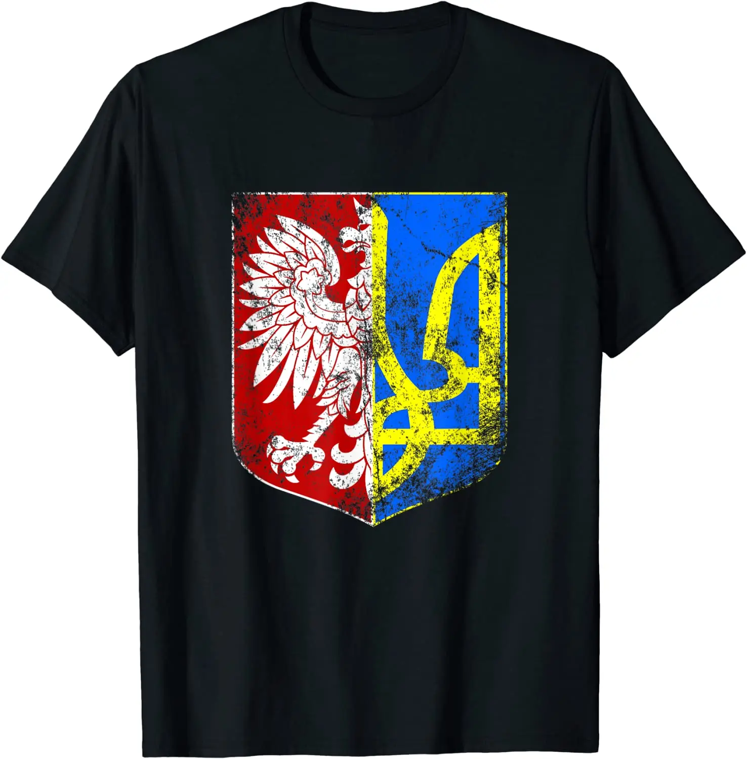 

Half Polish Half Ukrainian Flag | Ukrainian Polish Blood Men T-Shirt Short Sleeve Casual Cotton O-Neck Summer Men T Shirt