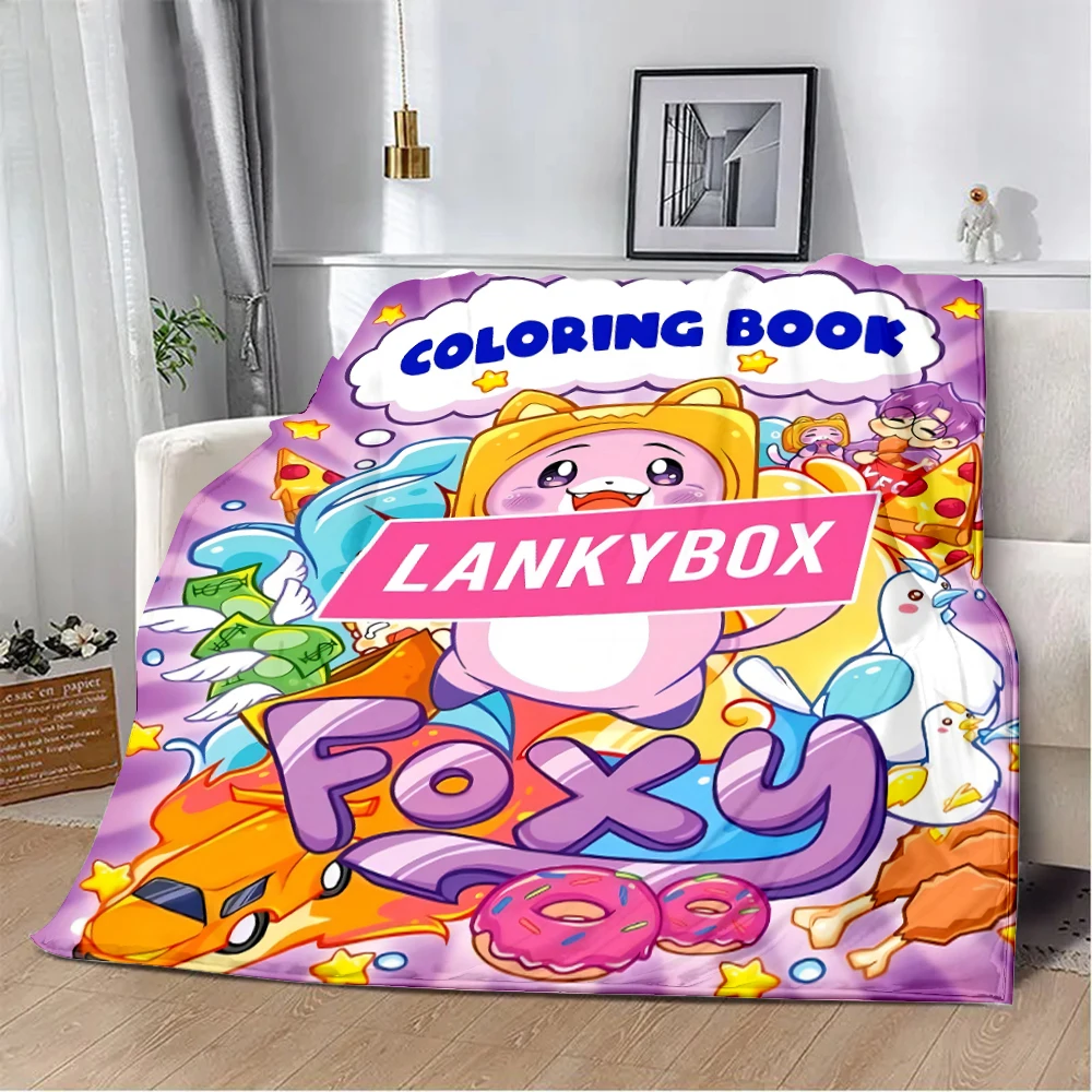 Happy Rocky Foxy And Boxy Lankybox Printed Picnic Blankets Warm Blanket Soft and Comfortable Blanket Home Travel Birthday Gift