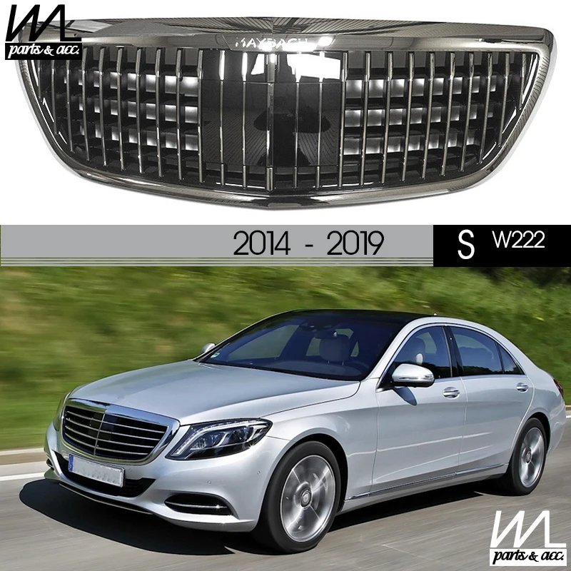 Car Front Racing Grill For Mercedes-Benz W222 S Class 2014-2019 With ACC Auto Center Grill Bumper Middle Grille For Maybach