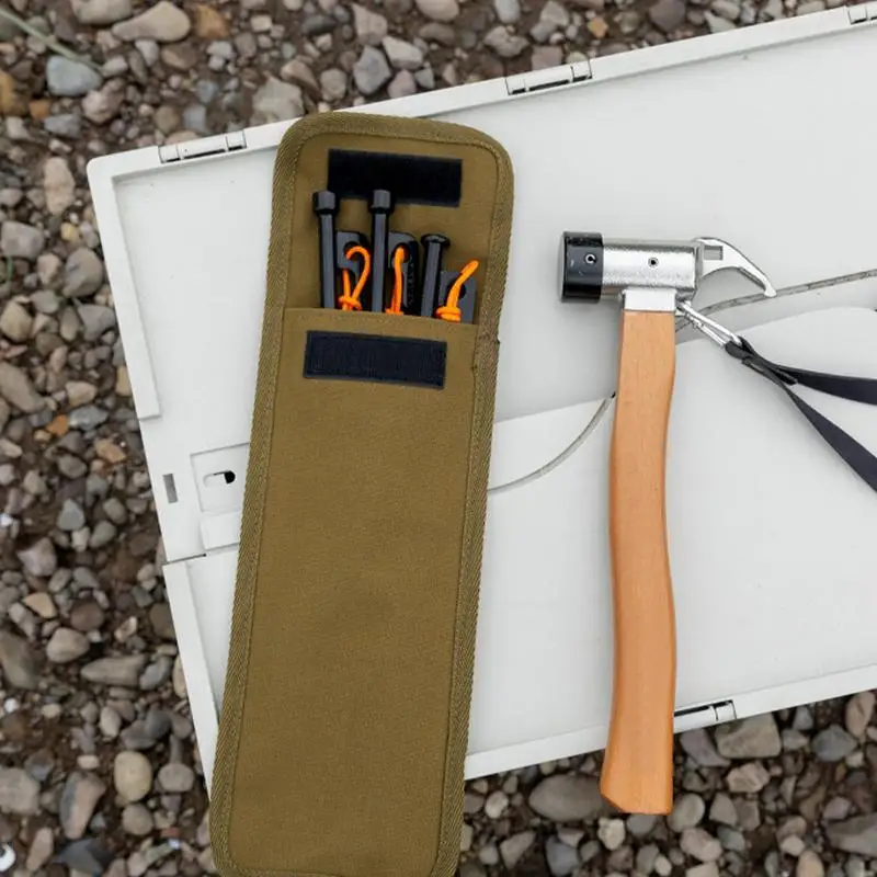 Tent Peg Storage Bag Camping Hammer Nail Pouch Camping Hammer Nail Pouch Multi Tools Storage Bag Holder Tent Rod Bag Forged