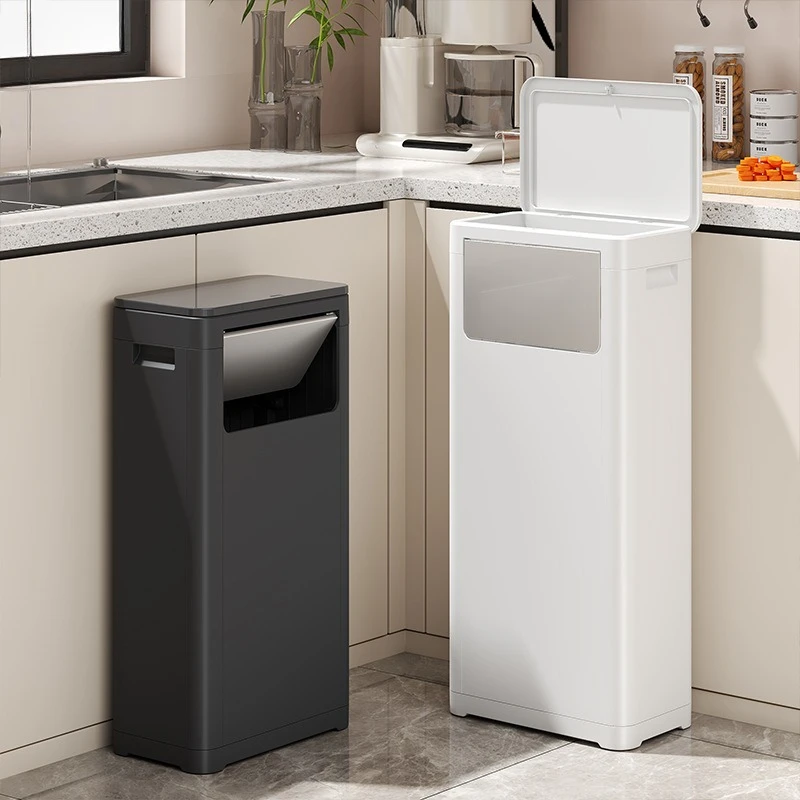 

Trash can double open lid mode no bending kitchen trash can commercial outdoor trash can large capacity