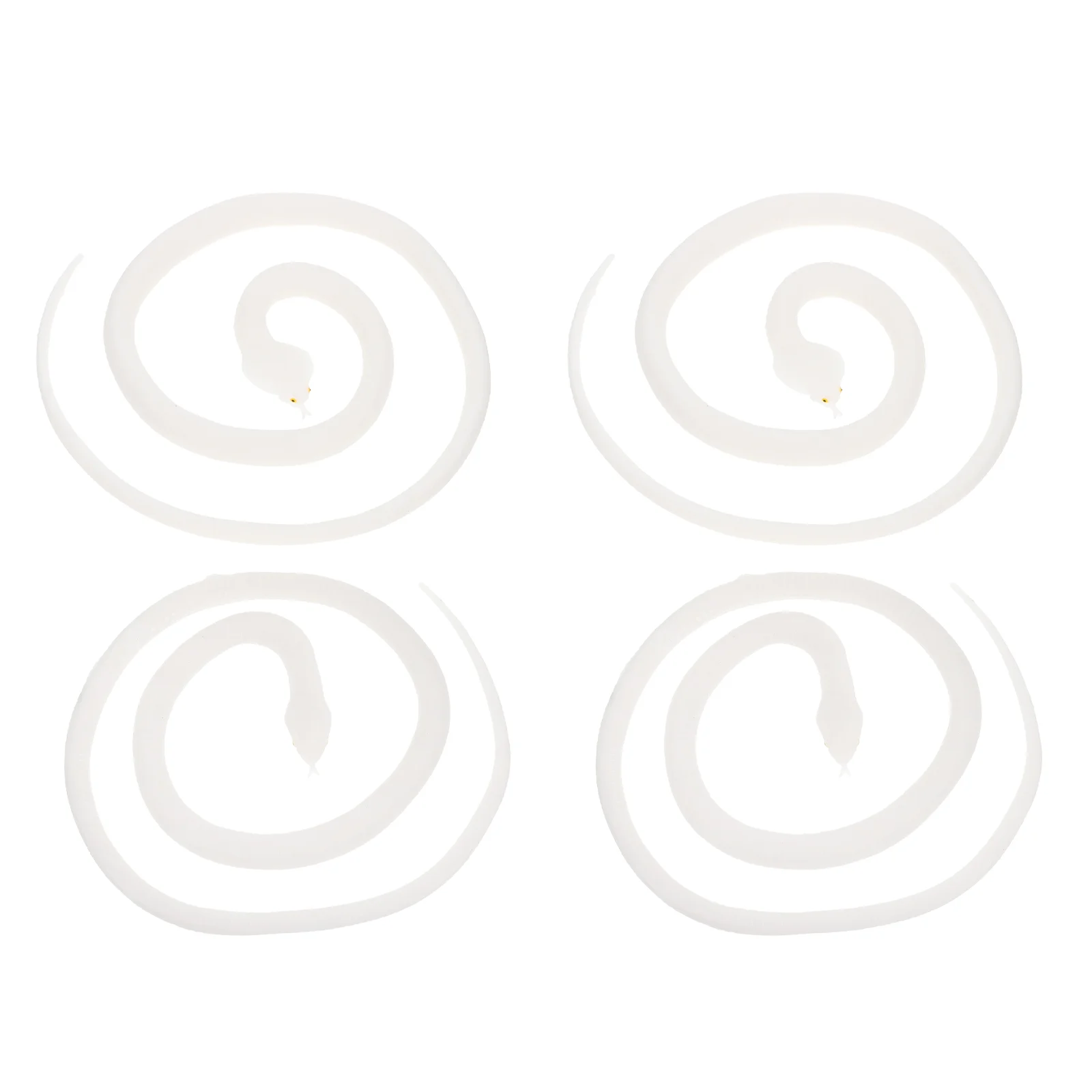 4 Pcs Simulated White Snake Simulation Snakes Tricky Prop Soft Rubber Fake Toys Scary Party Prank
