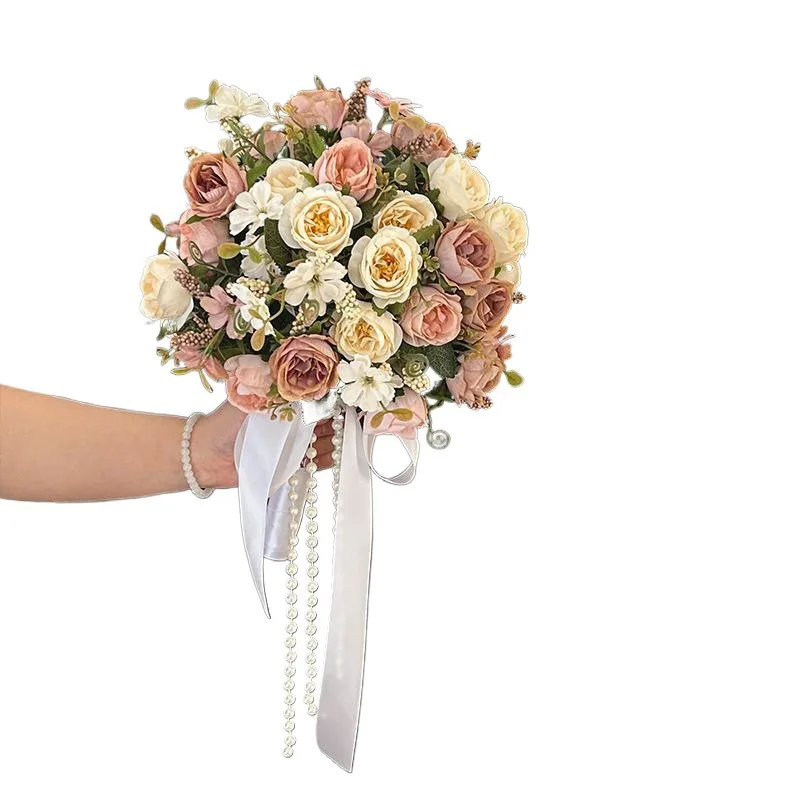 

Искусственный букет роз, дизайнерский букет для невесты, свадебный букет, увлажняющий, высококачественный, имитация цветов, украшение для стола, цветочный декор.