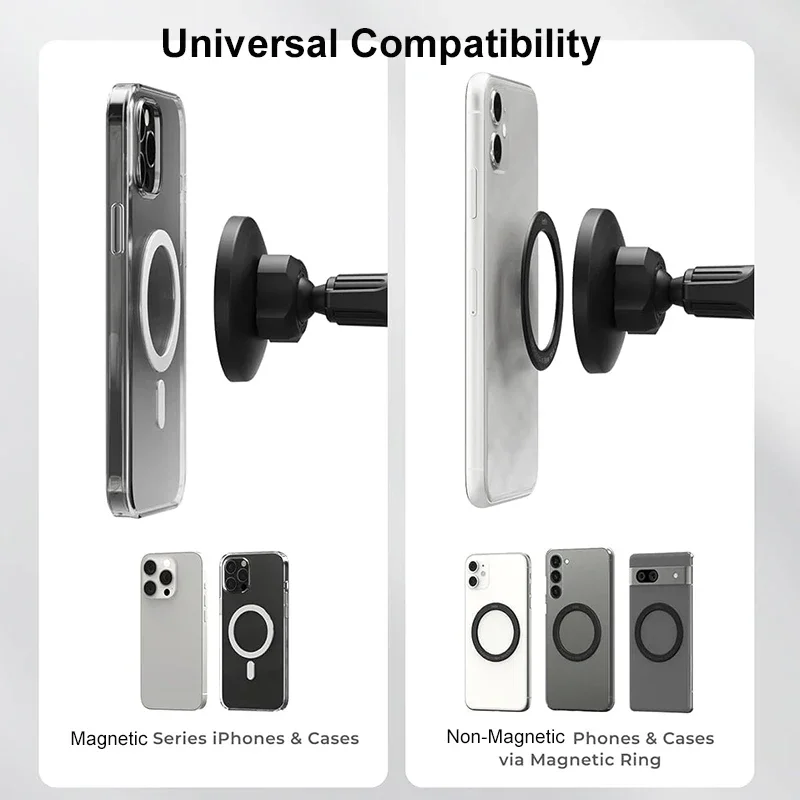 

UYUXIO Magnetic Wireless Car Charger 2 in 1 15W Fast Charging Car Mount Phone Holder for iPhone 16 15 14 13 Pro Max Plus Series