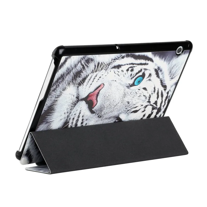 Tri-Fold PU Leather Cover For Huawei Matepad T10 Case Tiger Wolf Animal Tablet Case For Funda Huawei Matepad T10s T 10s Cover