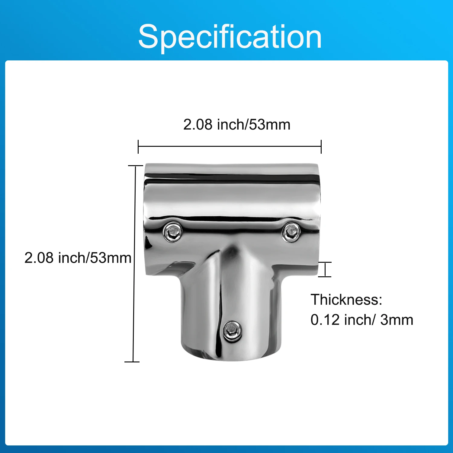 Boat Handrail Fitting 90 Degree Tee Rail for 1 Inch Tubing, Heavy Duty, 316 Stainless Steel, Marine Boat Railing Tee Connector