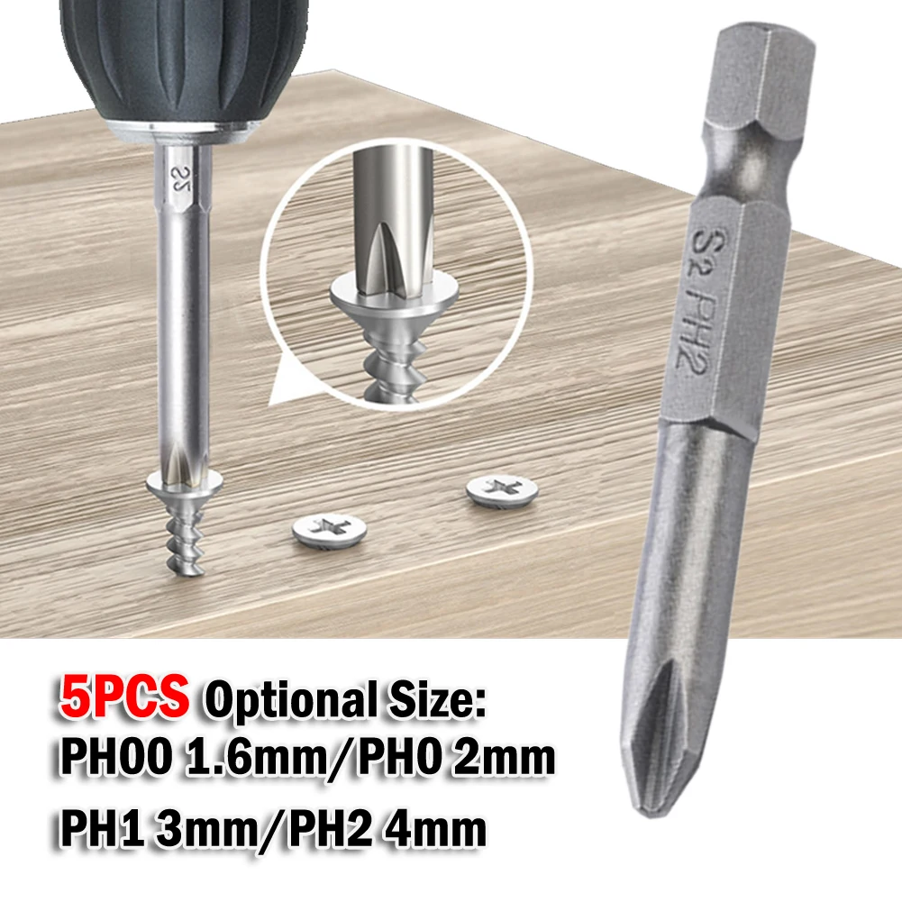 Imagem -05 - Hex Shank Cruz Chave de Fenda Bits Liga de Aço Electric Driver Ph00 Ph1 Ph2 Ferramentas Soquete Bit Pcs 50 mm 635 Milímetros