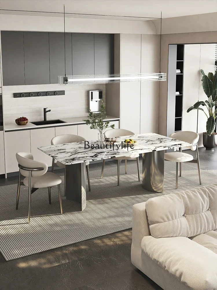 Marmeren Eettafel High-End Italiaanse Stijl Lichte Luxe High-End Rechthoekige Eettafel