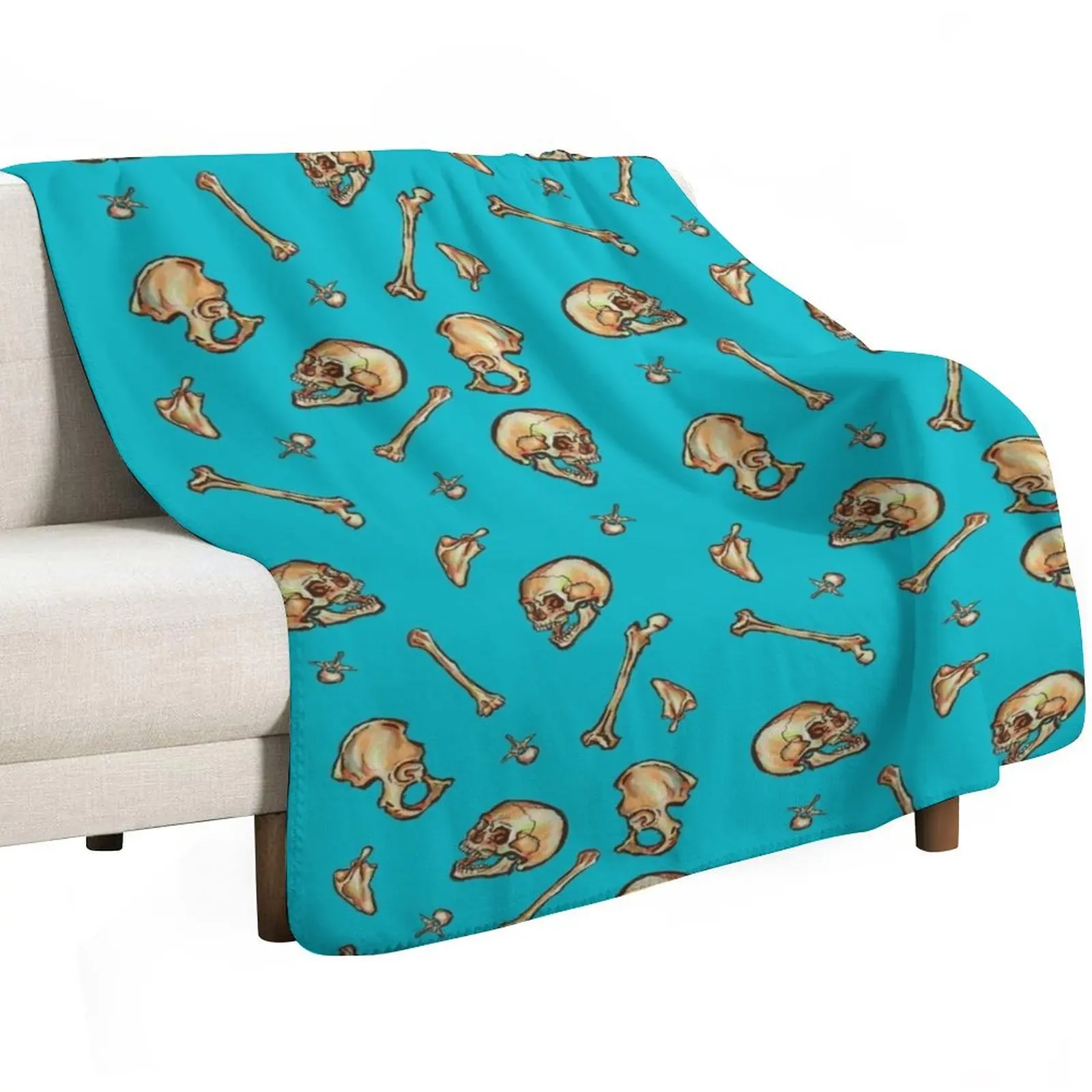 Bones (Teal) Throw Blanket Bed Blankets For Bed anime Sofas Thin Cute Plaid Blankets