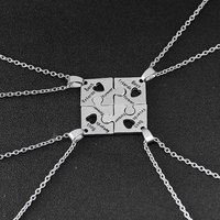 4 Pcs/Set Best Friends Forever Puzzle Pendant Necklace Set Stainless Steel BFF Necklaces Jewelry