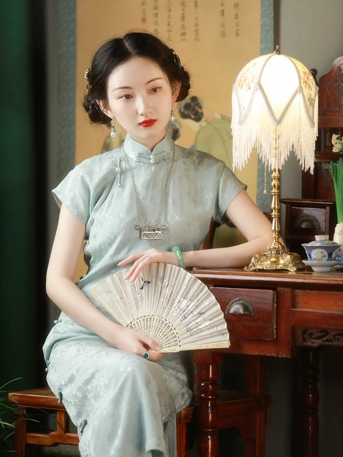 

Qing ort Sve Цветочная вышивка Воротник-стойка для девочек Повседневная одежда Ретро Sle Оригинальный дизайн Длинное Ципао Dr