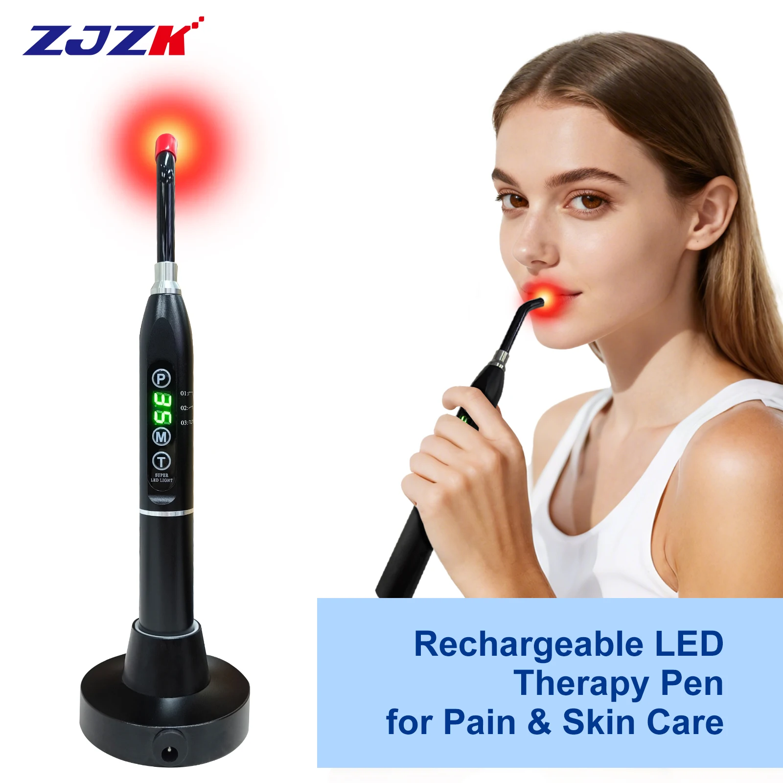 

ZJZK Oral Cold Sore Pain Relief Red Infrared Light Therapy Device Targeted Treatment for Lip Nose Knee Joint Muscle 660nm 850nm