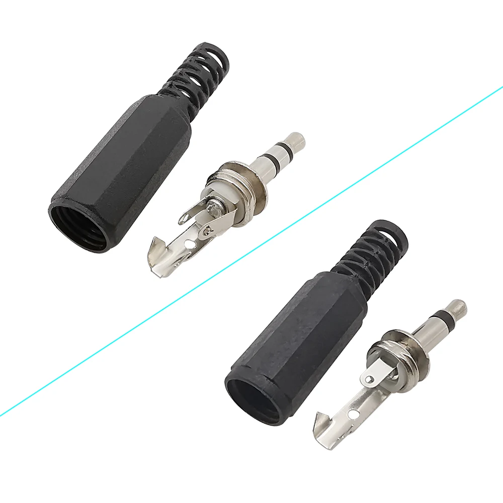 3.5mm Audio Mono/Stereo 3.5 Male Plug Jack Audio Headphone Soldering Connector 2/3 Pole AUX Adapter For DIY Repair Replacement