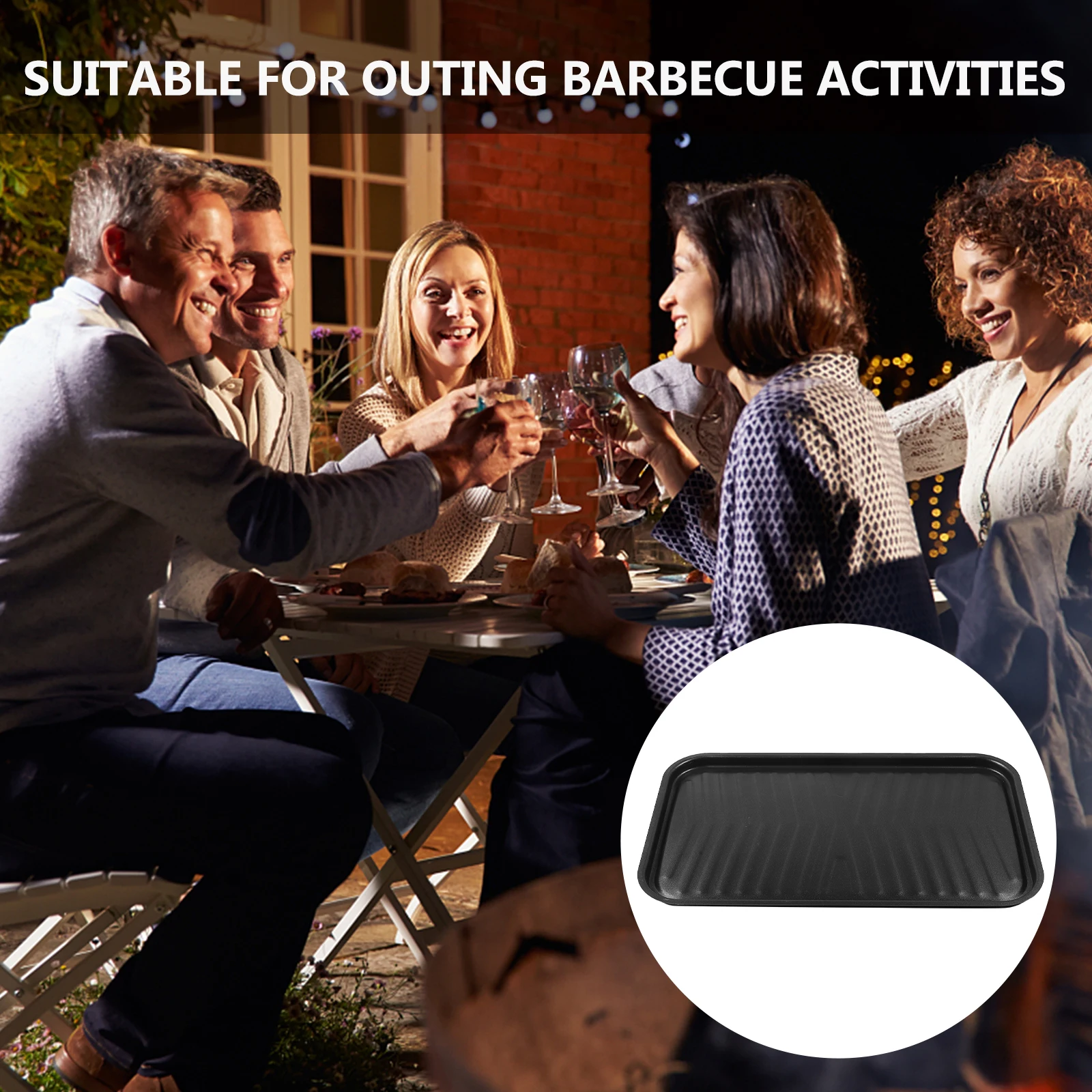 

Thickened Steel Plate BBQ Grill Pan Non-Stick Large Capacity Smooth Surface Easy Clean Black Grilling Tool