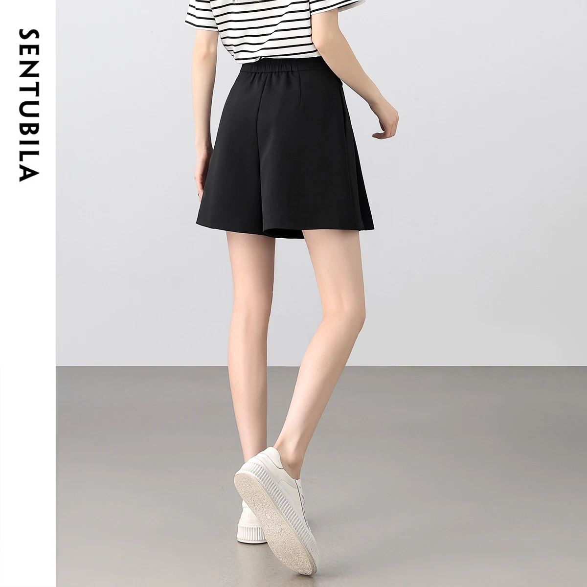 SENTUBILA Solid Color Women Skirt Shorts 2025 Summer High Waist Commuting Lightweight Casual A-line Female Shorts 152K87919