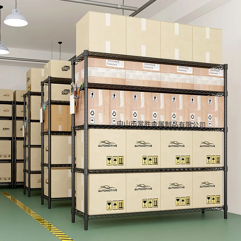 Garage basement utility rack storage, light wire mesh storage rack, warehouse multi-layer storage