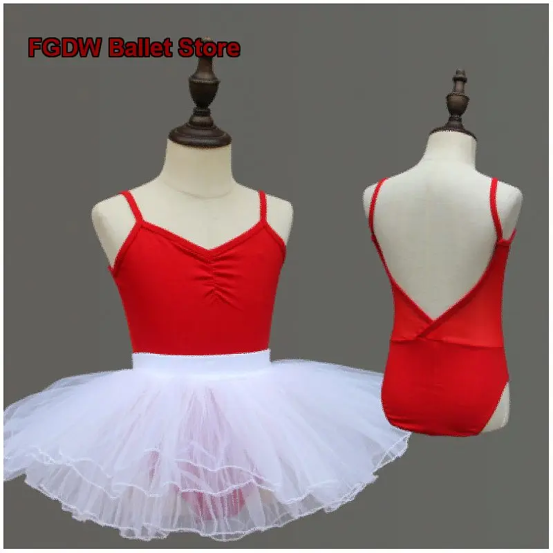 Children's Girls Dance Practice Summer Red Spaghetti Strap Chinese Large Backless Body Gymnastics Kids
