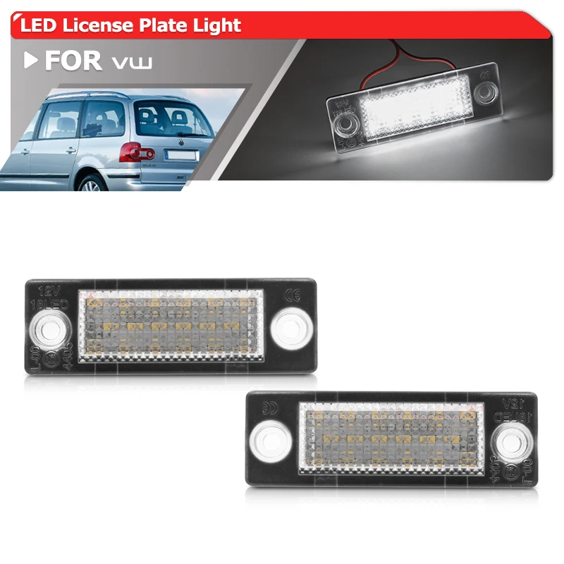 2x For VW Sharan I 7M8 7M9 7M6 For Ford Galaxy MK1 MPV For Skoda Octavia 1Z Seat Alhambra I Full White Led License Plate Lights