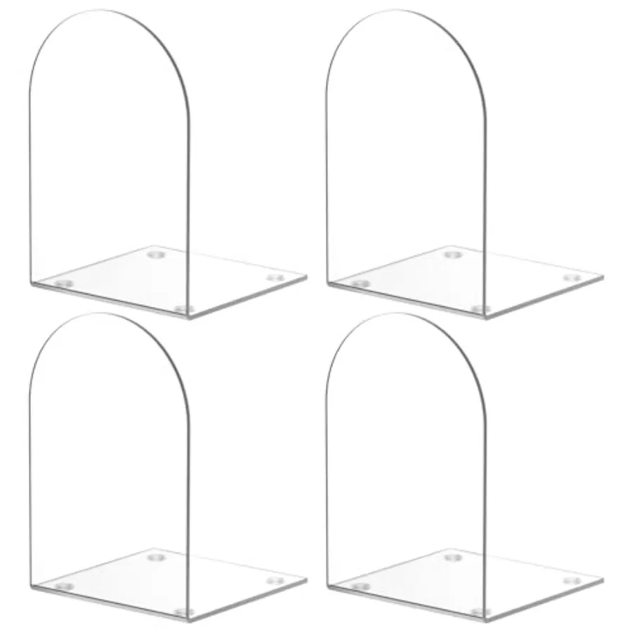 

Clear Bookends for Shelves, Book Ends for Shelves and Desktop Organizer, Transparent Shelf Book Stopper to Hold Books for Home