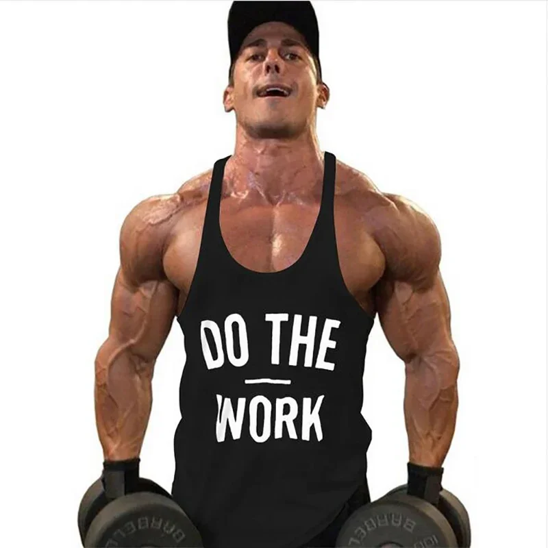 Brand DO THE WORK Gym Clothing Bodybuilding Stringer Tank Tops Men Fitness Singlets Men Workout Tank Tops Sleeveless Shirt