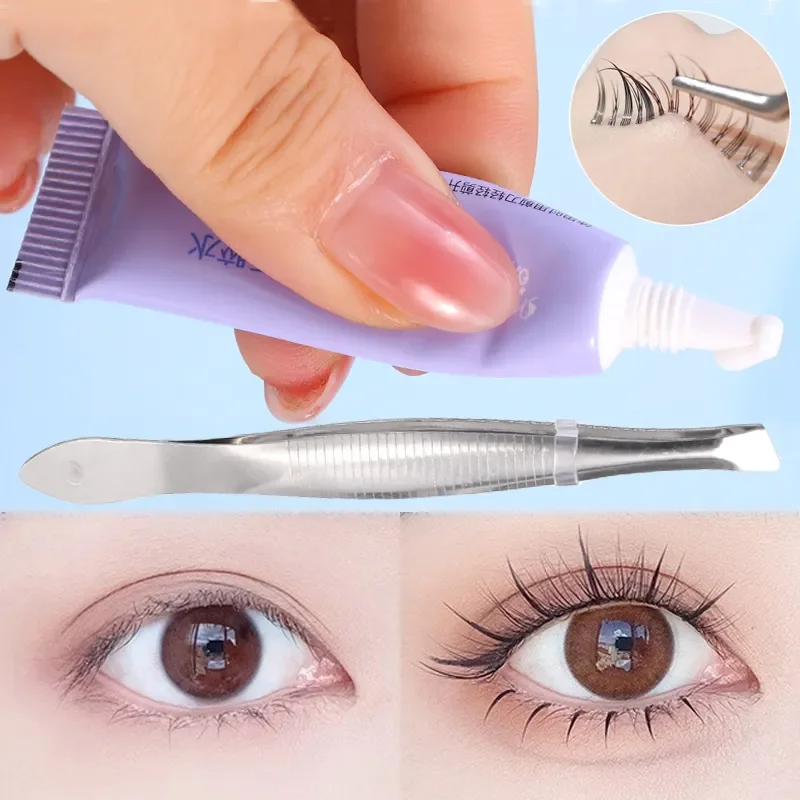 4Ml Valse Wimperlijm Met Pincet Waterdichte Sneldrogende Eye Lash Cosmetisch Gereedschap Wimpers Verlengstuk Witte Zelfklevende Make-Up