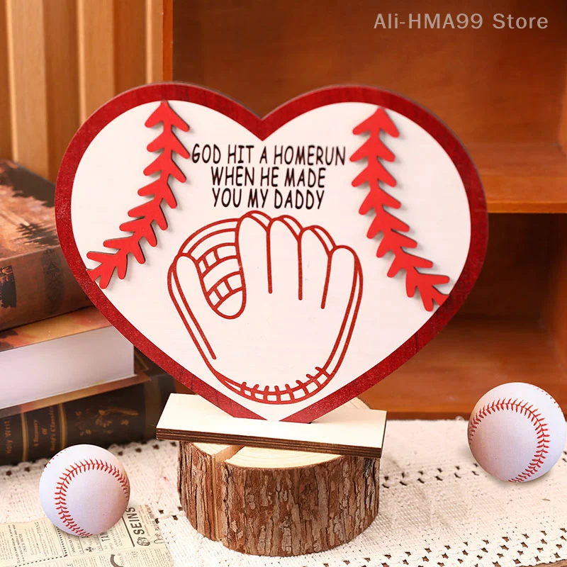 Personalized Father's Day Gift For Dad From Son Or Daughter Baseball Wood Sign Table Desk Decor Gift For Dad Home Table Decor