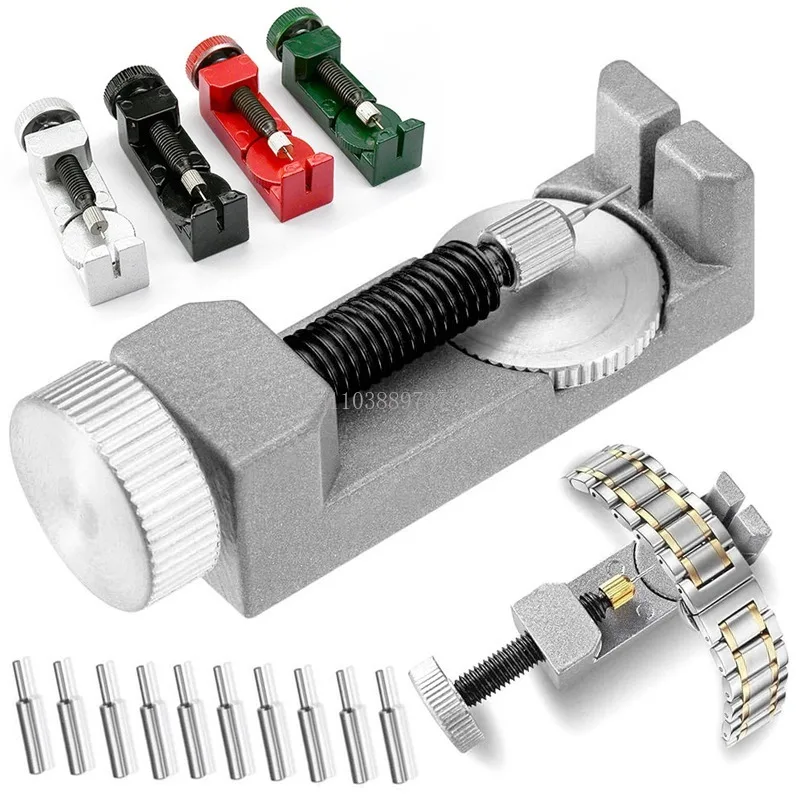 Pulseira de relógio de metal, removedor de pino de ligação, kit de dispositivo de reparo de pulseira, cinto de aço, barra de mola, conjunto de ferramentas de reparo de relógio