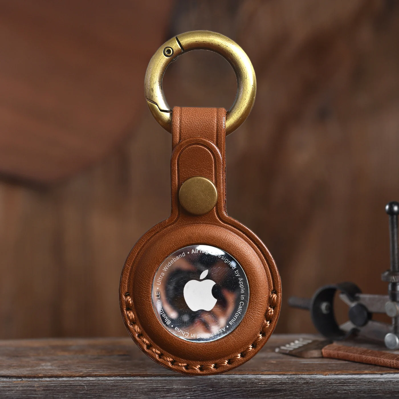 Leather Keychain for Apple Airtag Case Protective Cover Bumper Shell Tracker Accessories for kids,pet,Luggage,backpack,keys