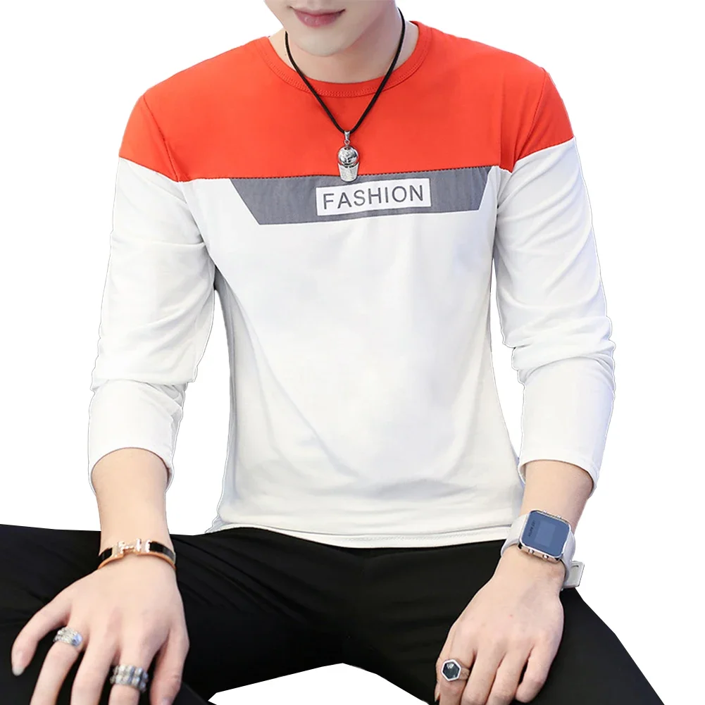 

Stylish Comfy Top Mens Gym Long Sleeve Muscle Polyester Print Regular Round Neck Slim Fit Sports T-shirt Workout