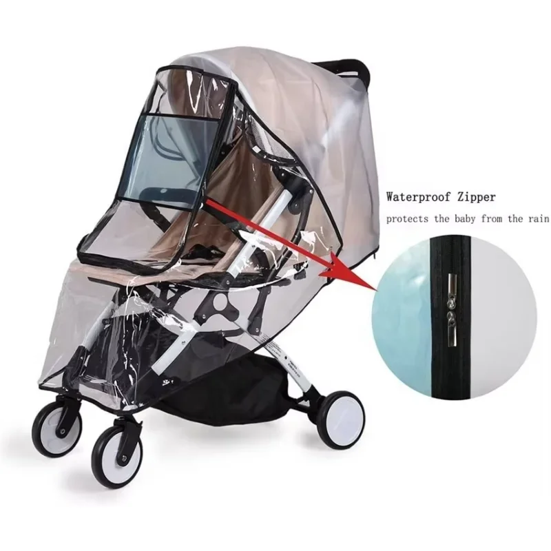 Universal Rain Cover สําหรับรถเข็นเด็กรถเข็นเด็ก Buggy Pram, Baby Travel Weather Shield